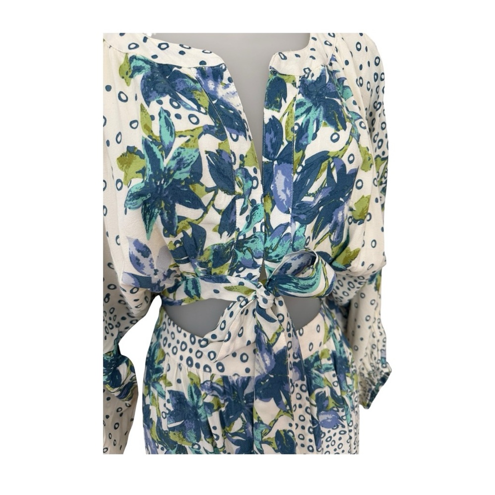 FREE PEOPLE | Paradise Wide Leg Boho Jumpsuit in Ivory Floral, Size Medium - Picture 8 of 16